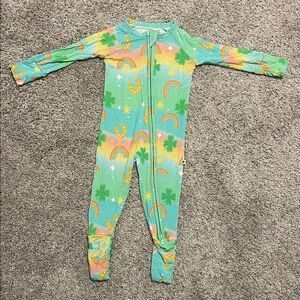 Rainbow and Clover Kids Footie Pajamas bums & roses shamrock st Patrick’s day
